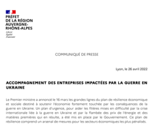 Accompagnement des entreprises impactées par la guerre en Ukraine