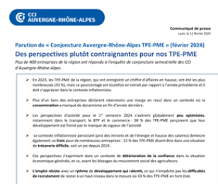 Conjoncture Auvergne-Rhône-Alpes TPE PME Toujours de fortes contraintes