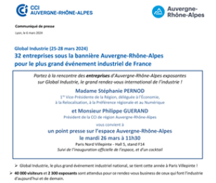 Global Industrie - 32 entreprises sous la bannière Auvergne-Rhône-Alpes pour le plus grand événement industriel de France