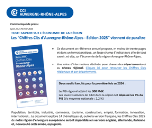 Les “Chiffres Clés d’Auvergne-Rhône-Alpes - Édition 2025” viennent de paraître