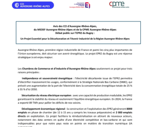 EPR2 Avis des CCI d'Auvergne-Rhône-Alpes
