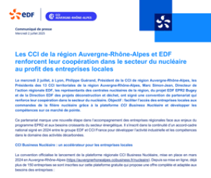 La CCI Auvergne-Rhône-Alpes et EDF lancent CCI Business nucléaire